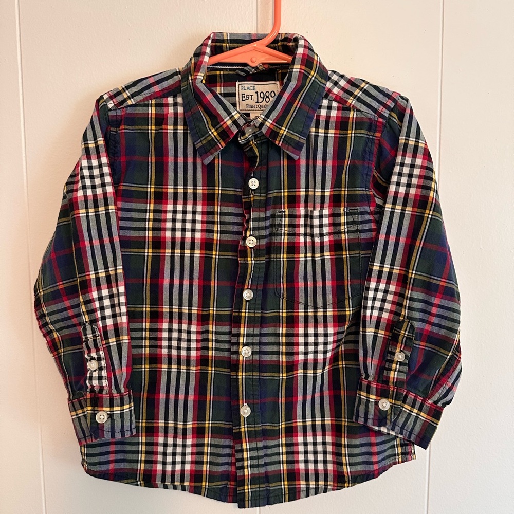 Place Red and Blue Button Down Shirt Classic Plaid Size 3T